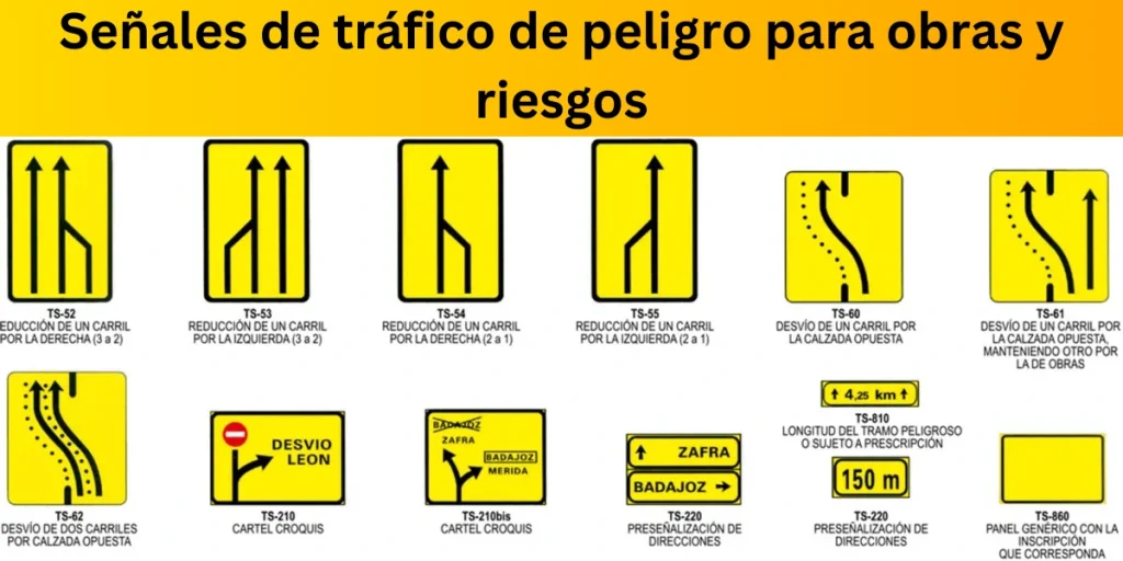 Señales de tráfico de peligro para obras y riesgos | Señales de trafico amarillas